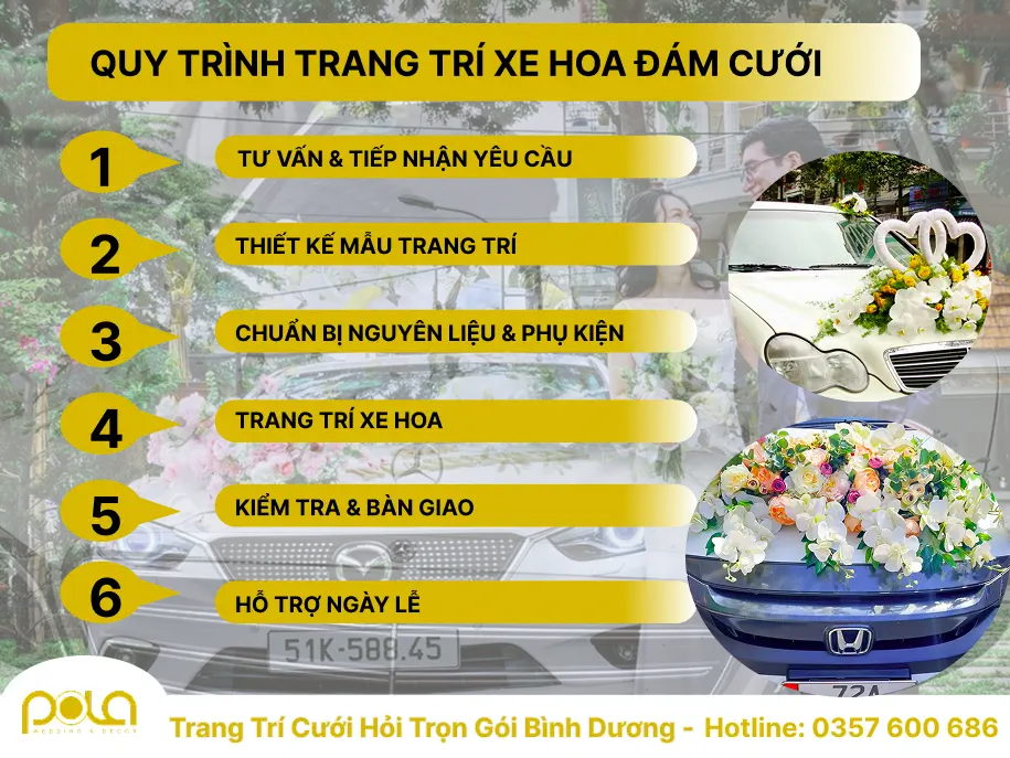 Quy Trình Trang Trí Xe Hoa Đám Cưới Tại Bình Dương - Pola Wedding