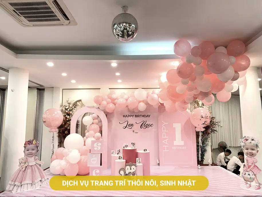 Trang trí tiệc thôi nôi, sinh nhật tại Bình Dương - Chủ đề màu nhẹ nhàng pastel
