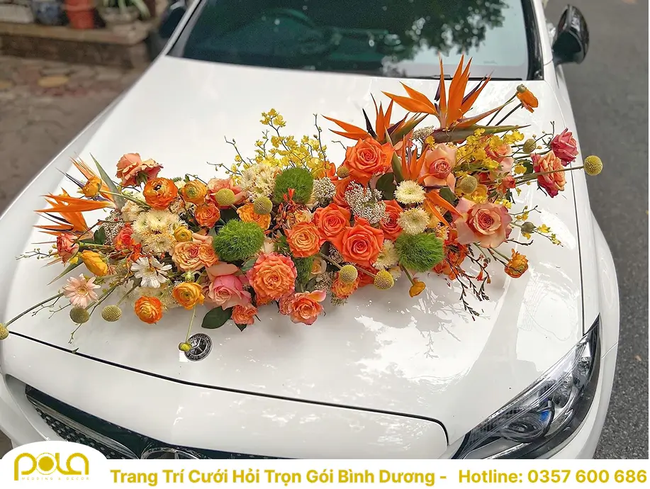 Trang trí xe hoa đám cưới tại Bình Dương mẫu thiết kế độc đáo