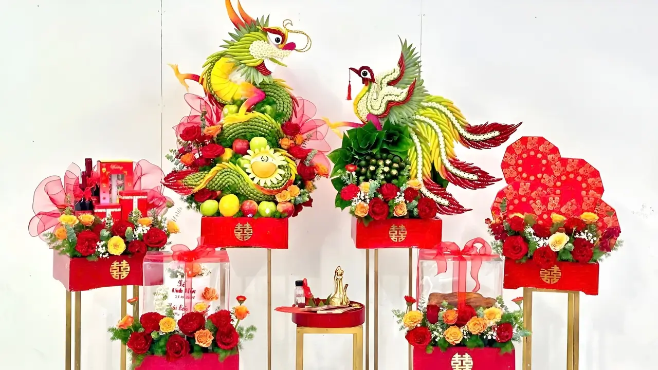 Mâm quả cưới hỏi đẹp Bình Dương mẫu 1